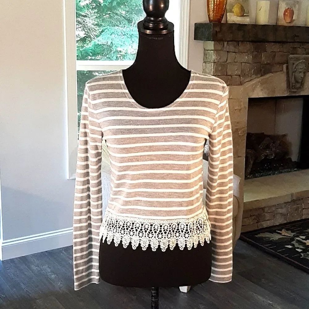 Spoiled Gray and White Striped Top